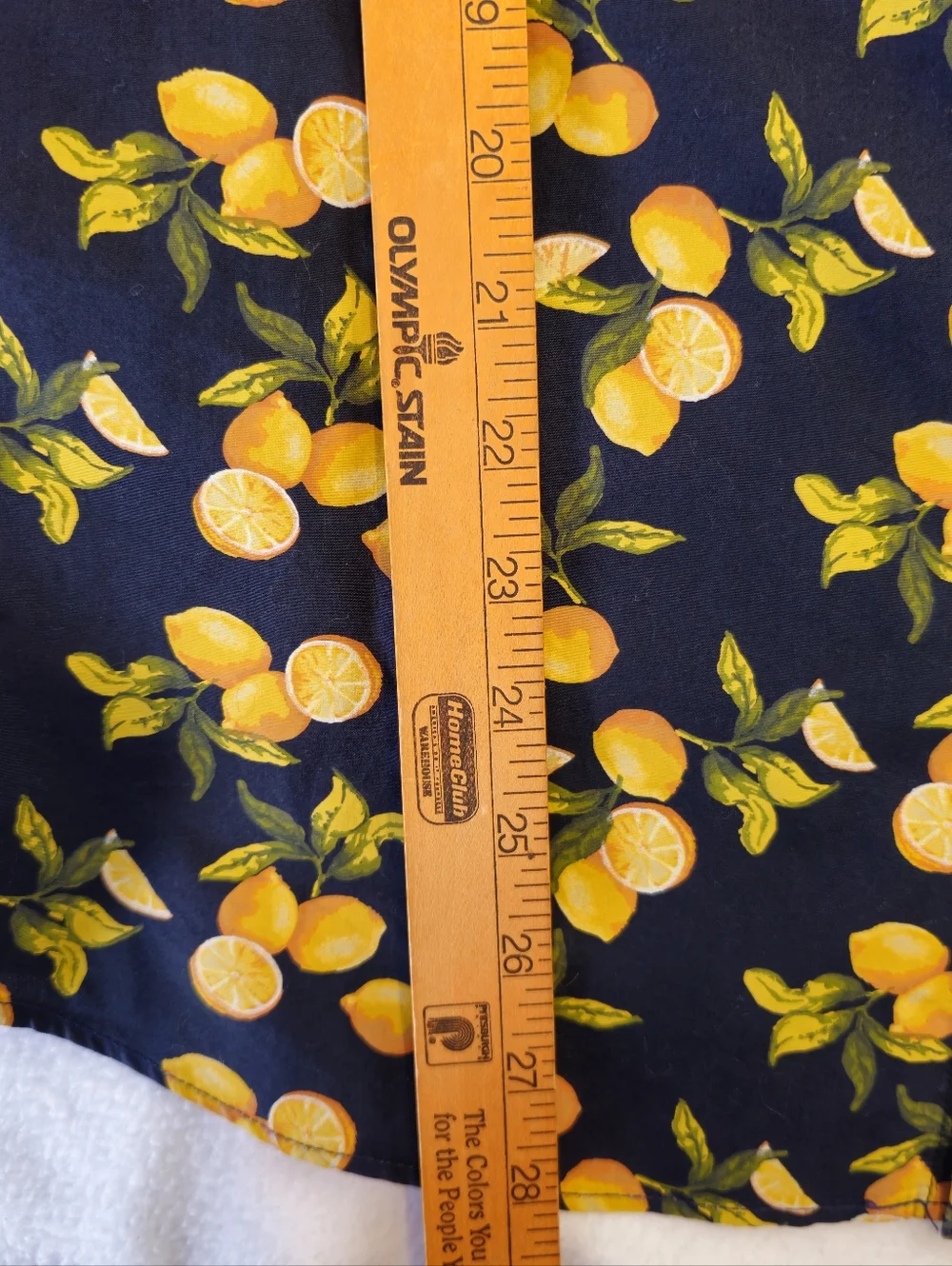 Banana Republic Short-Sleeve Navy Lemon Print Shirt Luxe Stretch Poplin Size L